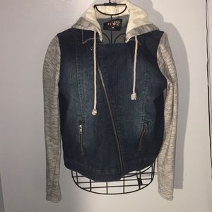 Denim sweater zip up jacket